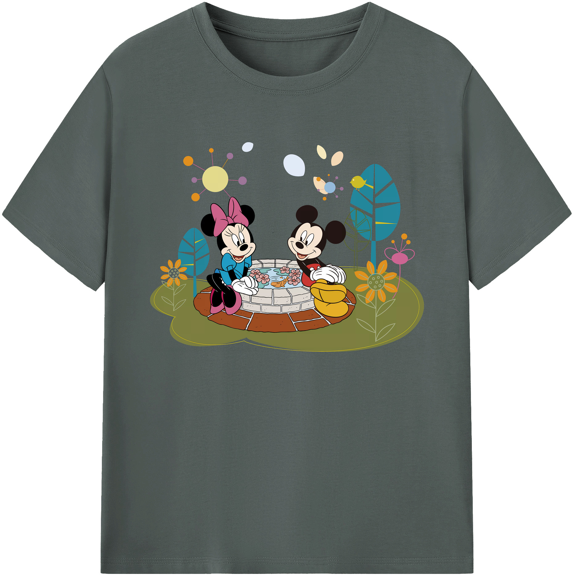 ミッキーマウス Mickey Mouse 綿100％ メンズ半袖Tシャツ｜肌触りやわらか＆通気性
